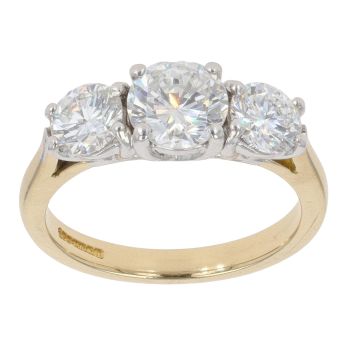 18ct Yellow Gold 1.60ct Brilliant Cut Diamond Trilogy Ring