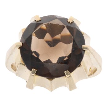 9ct Yellow Gold Large Smoky Quartz Ring