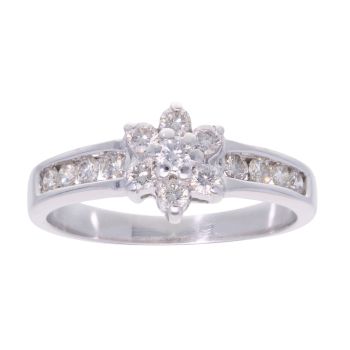 18ct White Gold 0.50ct Diamond Floral Cluster Ring