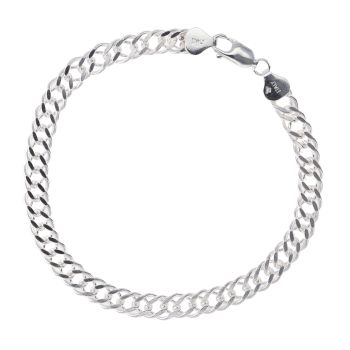 Silver Double Curb Bracelet 8.5" by Icesia
