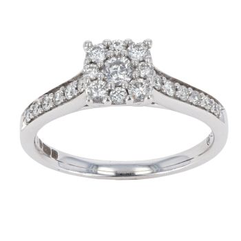 9ct White Gold 0.32ct Diamond Cluster Ring
