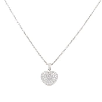 18ct White Gold 0.75ct Brilliant Cut Diamond Heart Cluster Pendant And Chain 18"