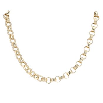 9ct Yellow Gold Patterned & Plain Belcher Chain
