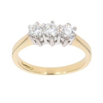 18ct Yellow Gold 0.50ct Brilliant Cut Diamond Trilogy Ring