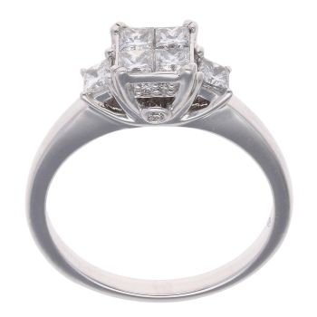 18ct White Gold 0.55ct Princess Cut Diamond Cluster Ring