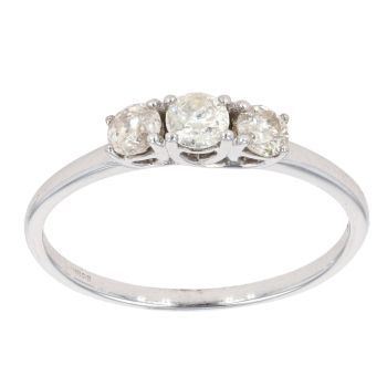 9ct White Gold 0.50ct Diamond Trilogy Ring
