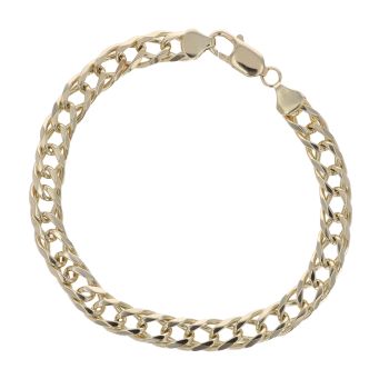9ct Yellow Gold Double Curb Bracelet 8.5"