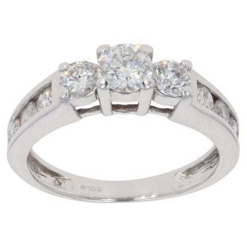 18ct White Gold 1.25ct Brilliant Cut Trilogy Ring