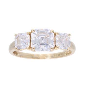 14ct Yellow Gold 3 Stone Cubic Zirconia Ring