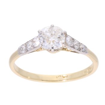 14ct Yellow Gold And Palladium 1.25ct Diamond Solitaire Ring