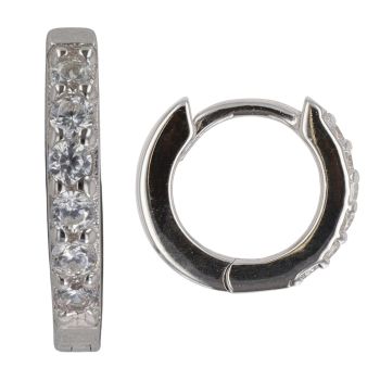 Silver Cubic Zirconia Small Hoop Earrings by Icesia