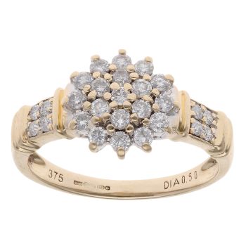 9ct Yellow Gold 0.50ct Brilliant Cut Diamond Cluster Ring
