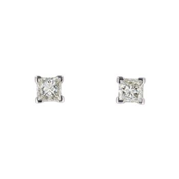 18ct White Gold 2.00ct Princess Cut Diamond Stud Earrings