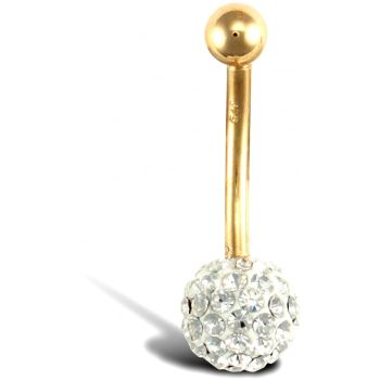 9ct Yellow Gold Crystal Belly Bar