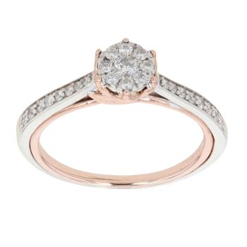 9ct White and Rose Gold 0.33ct Cluster Ring