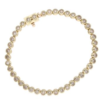 9ct Yellow Gold 3.00cts Brilliant Cut Brown Diamond Bracelet 7"