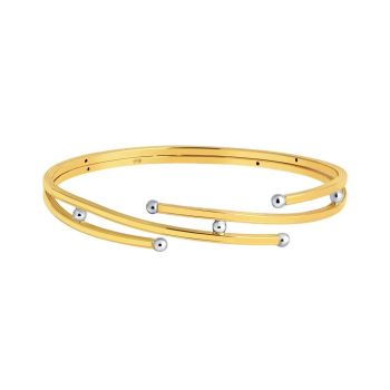 22ct Yellow Gold Layer bangle pair with round bead detail