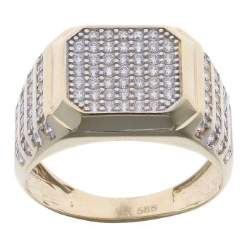 14ct Yellow Gold Cubic Zirconia Signet Ring