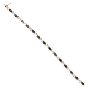 9ct Yellow Gold 0.07ct Diamond And Sapphire Bracelet 7"