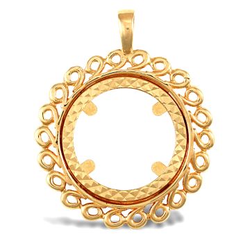 9ct Yellow Gold Full Sovereign Pendant Mount - Loops Edge