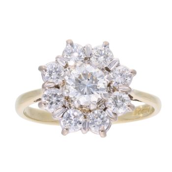 18ct Yellow Gold 1.30ct Diamond Cluster Ring