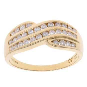 18ct Yellow Gold 0.50ct Diamond Crossover Ring