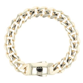 14ct Yellow Gold Monaco Curb Classic Plain Lock Bracelet 9"