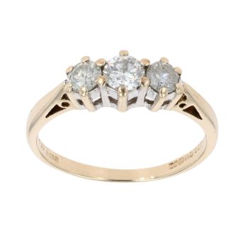 9ct Yellow Gold 0.50ct Brilliant Cut Diamond Trilogy Ring