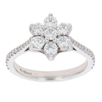 18ct White Gold 1.00ct Diamond Cluster Ring
