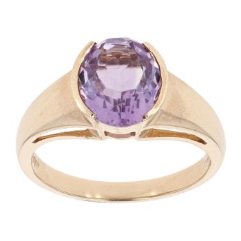 9ct Yellow Gold Created Amethyst Dress Ring