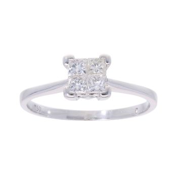 18ct White Gold 0.40ct Diamond Princess Cut Cluster Ring