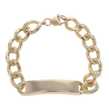 9ct Yellow Gold ID Curb Bracelet 9"