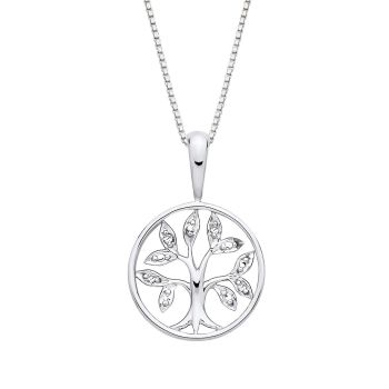 Sterling Silver Diamond Tree of Life Pendant Necklace