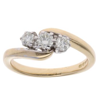 18ct Yellow Gold 0.35ct Brilliant Cut Diamond Trilogy Ring