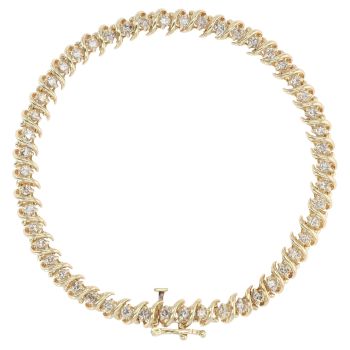 14ct Yellow Gold 1.75ct Diamond Fancy Bracelet 7"