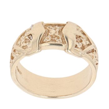 9ct Yellow Gold Patterned Buckle Ring
