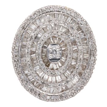 9ct Yellow Gold 1.75ct Brilliant And Baguette Cut Diamond Cluster Ring