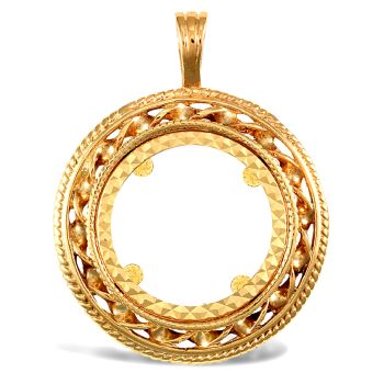 9ct Yellow Gold Half Sovereign Pendant Mount - Rope and Twist