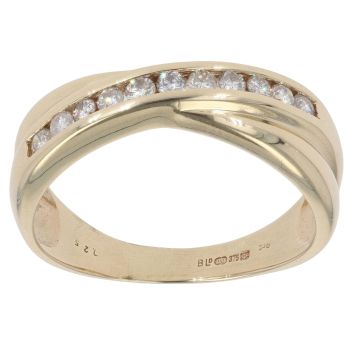9ct Yellow Gold 0.25ct Brilliant Cut Diamond Crossover Ring