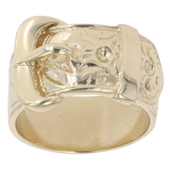 9ct Yellow Gold Patterned Buckle Ring