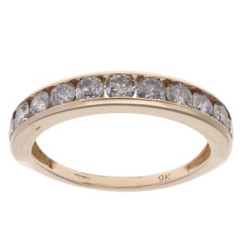 9ct Yellow Gold 1.10ct Brilliant Cut Diamond Half Eternity Ring