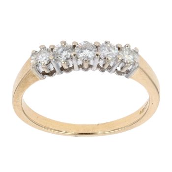 18ct Yellow Gold 0.50ct Diamond Five Stone Ring