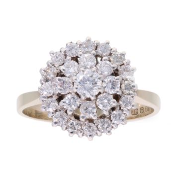 9ct Yellow Gold 1.00ct Diamond Cluster Ring