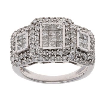 18ct White Gold 1.00ct Diamond Cluster Ring