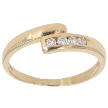 18ct Yellow Gold 0.15ct Brilliant Cut Diamond Crossover Ring