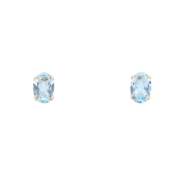 9ct Yellow Gold Blue Topaz Stud Earrings