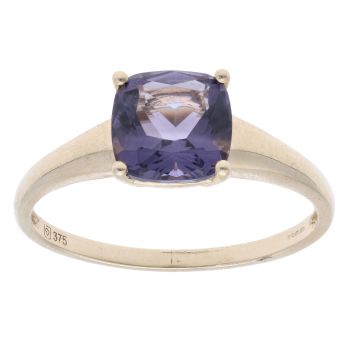 9ct Yellow Gold Single Stone Amethyst Ring