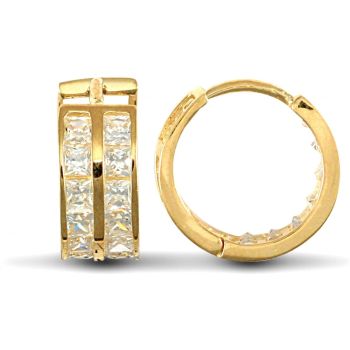 9ct Yellow Gold Huggie Earrings with Cubic Zirconia Stones