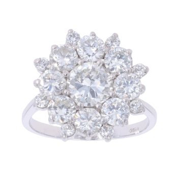 18ct White Gold 3.25ct Brilliant Cut Diamond Cluster Ring