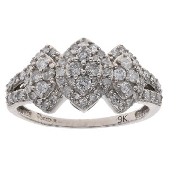 9ct White Gold 1.00ct Diamond Cluster Ring